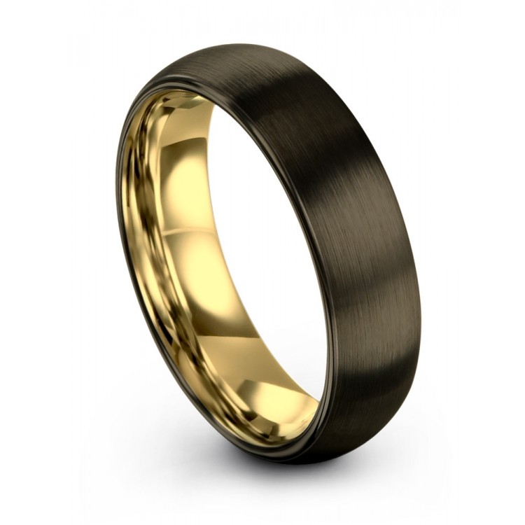 Moonlit Graphite Yellow Gold 6mm Latest Wedding Ring